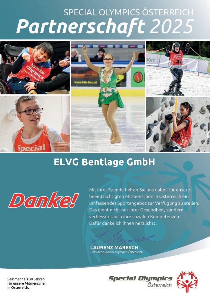 Special Olympics Urkunde_2025 ELVG Bentlage GmbH